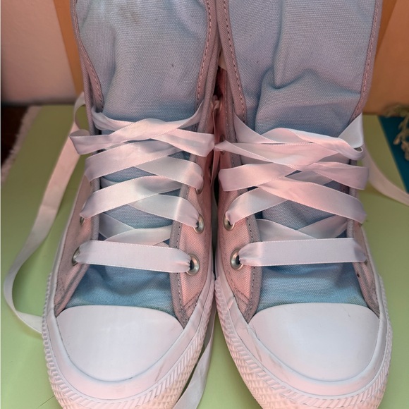 Converse All Stars Light Pink & Blue High-Top Sneakers - Picture 13 of 15